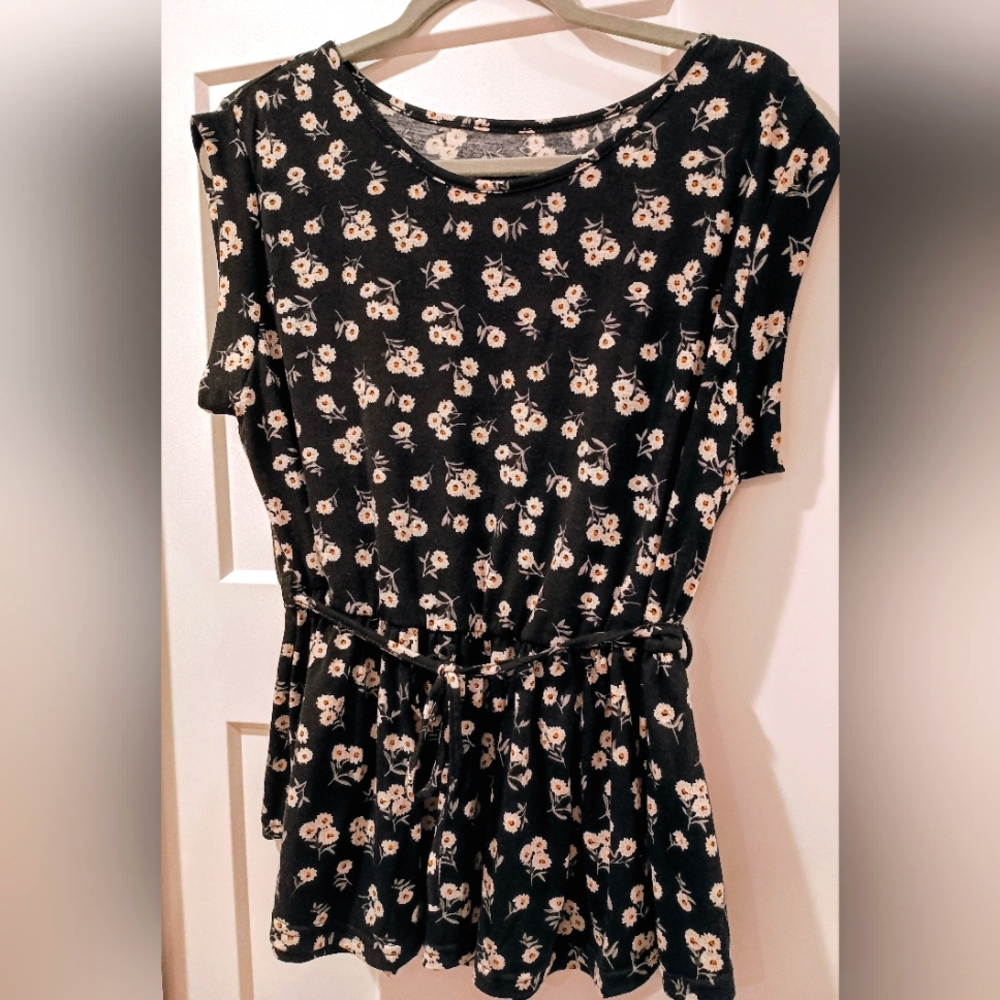 Floral Print Black Dress